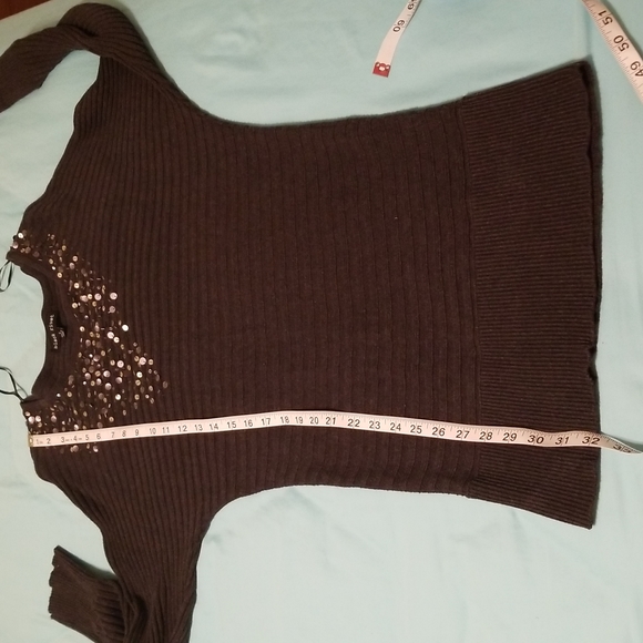 Elegant BLACK RIVET Knitted Dark Grey Dress Long Sleeves w Sequins Women Size S - Picture 11 of 16